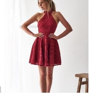 Two Sisters Lace Halter Fit and Flare Dress